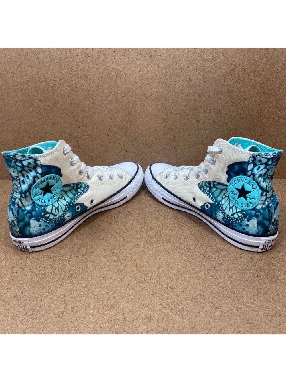 Converse Chuck Taylor All Star Womens Butterfly High-Top Shoes Size 8 White Teal - Picture 8 of 8